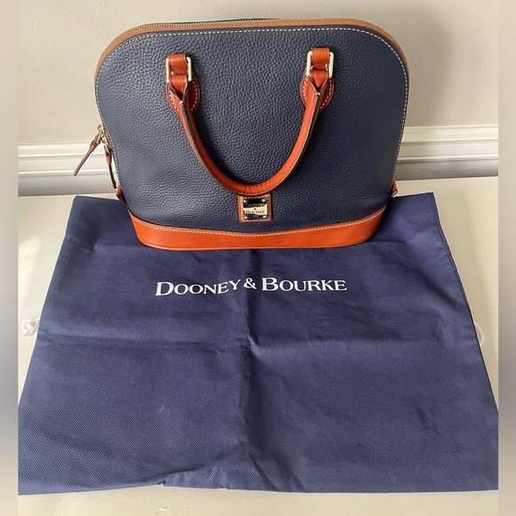 Dooney & Bourke Navy and brown leather handbag - Picture 7 of 10